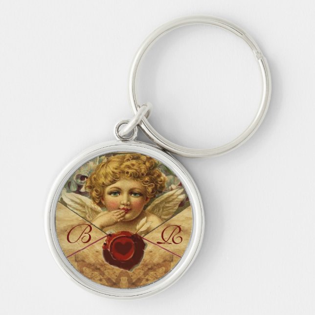 ANGEL HEART WAX SEAL PARCHMENT MONOGRAM KEY RING (Front)