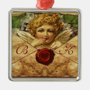 ANGEL HEART WAX SEAL PARCHMENT Monogram Metal Tree Decoration