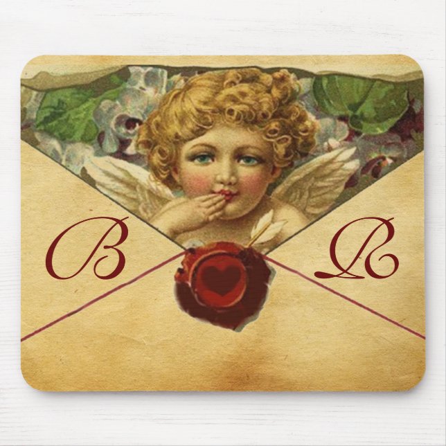 ANGEL HEART WAX SEAL PARCHMENT Monogram Mouse Mat (Front)