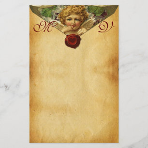 ANGEL HEART WAX SEAL PARCHMENT Valentine Monogram Stationery