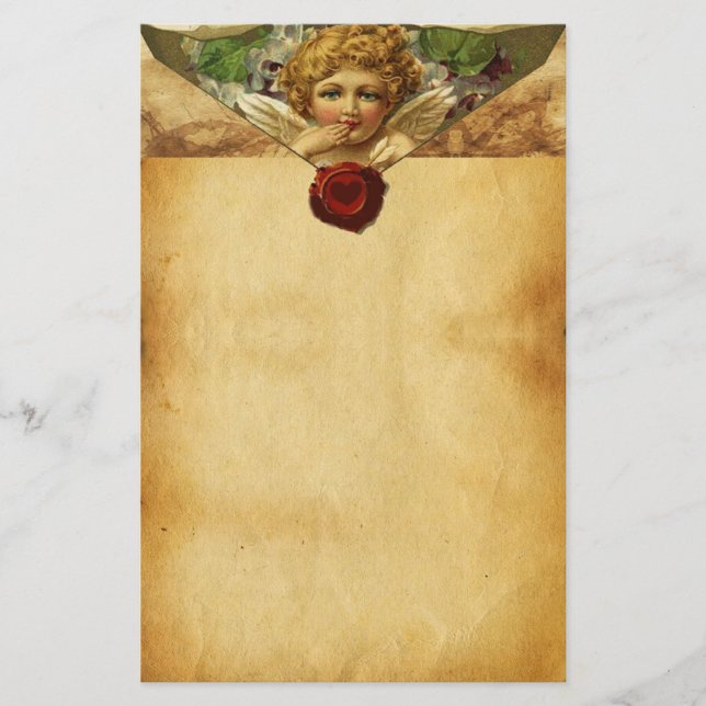 ANGEL HEART WAX SEAL PARCHMENT Valentine's Day Stationery (Front)