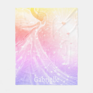 Angel Heart Wings Pink Purple Ombre Art Custom Fleece Blanket