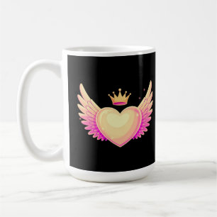 Angel Heart with Cool Pink Wings and Crown A Touch Coffee Mug