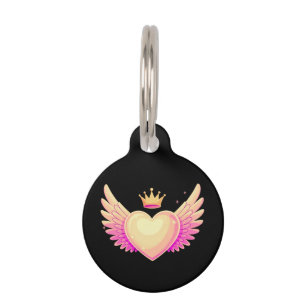 Angel Heart with Cool Pink Wings and Crown A Touch Pet Tag