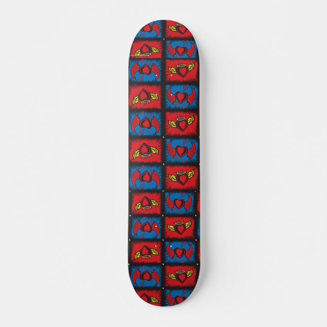 Angel Hearts and Devil Hearts Patterns Skateboard (Front)