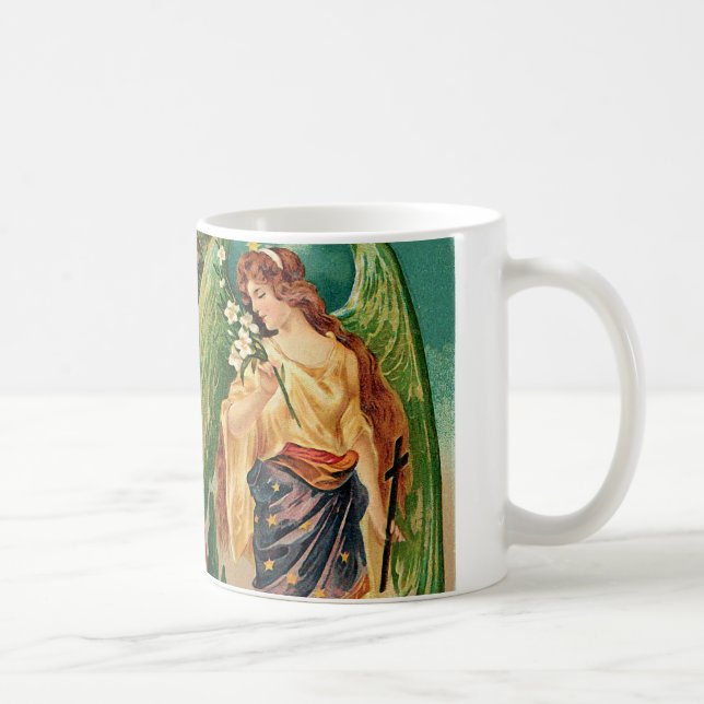 Angel holding a floral branch coffee mug (Right)
