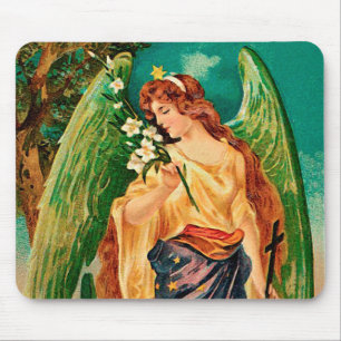 Angel holding a floral branch mouse mat