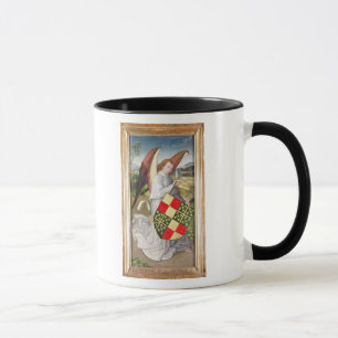 Angel holding a shield mug