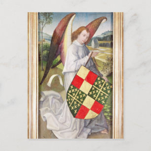 Angel holding a shield postcard