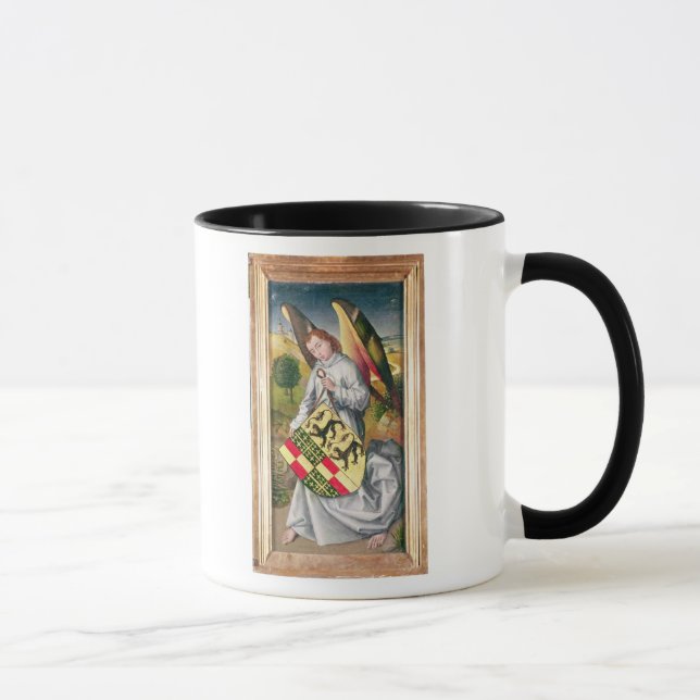 Angel holding a shield with  two leopards mug (Right)