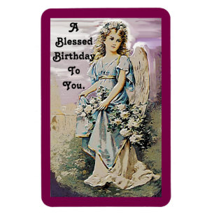 Angel Holding Flowers Birthday Magnet