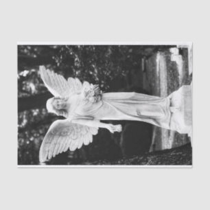 Angel holding flowers black and white photography tissue paper