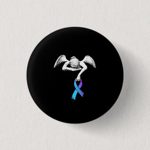 Angel Holds Teal Purple Ribbon Suicide Prevention 3 Cm Round Badge