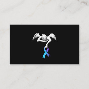 Angel Holds Teal Purple Ribbon Suicide Prevention Business Card