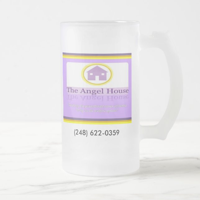Angel House facing, (248) 622-0359 Frosted Glass Beer Mug (Right)