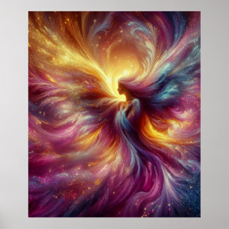 Angel in a Colourful Smoky Abstract Haze on Wall Poster