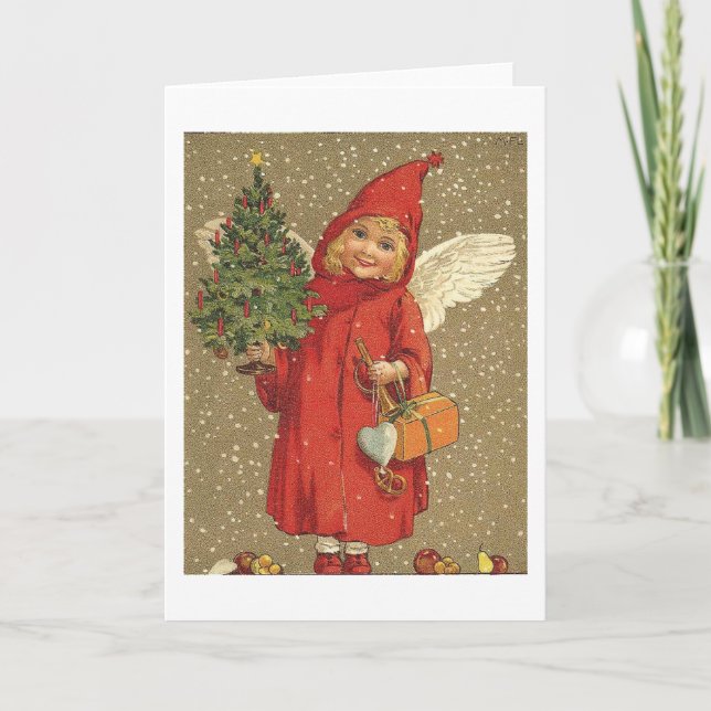 Angel in A Red Coat Holiday Card (Front)