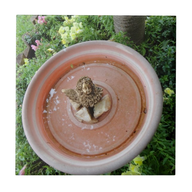 Angel in Bird Bath Tile (Front)