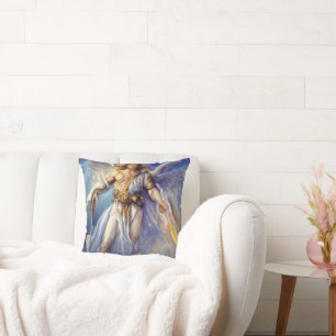 Angel In Blue Carrying A Sword Cushion