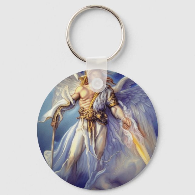 Angel In Blue Carrying A Sword Key Ring (Front)