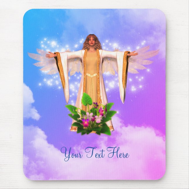 Angel In Clouds Personalised Mouse Mat (Front)