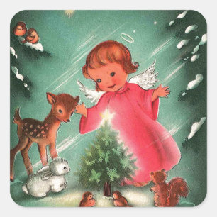 Angel In Forest Square Sticker
