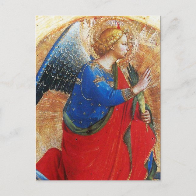 ANGEL IN GOLD RED AND BLUE POSTCARD (Front)
