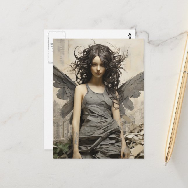 Angel in Grey Postcard (Front/Back In Situ)