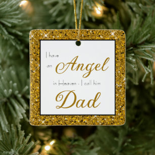 Angel in Heaven Dad Memorial Photo Ceramic Ornament
