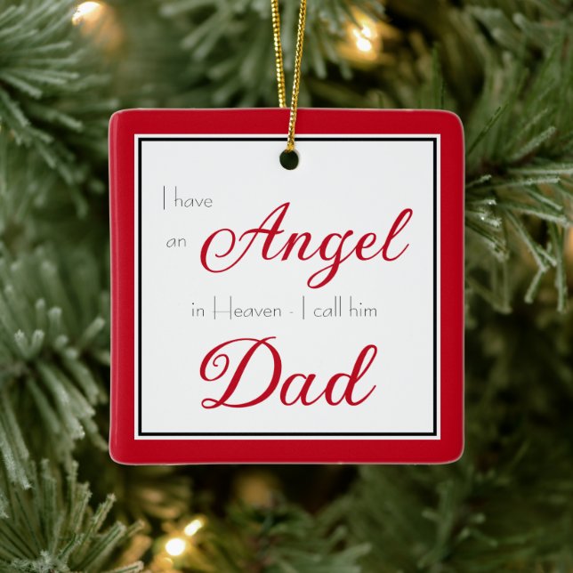 Angel in Heaven Dad Memorial Photo Ceramic Ornament (Tree)