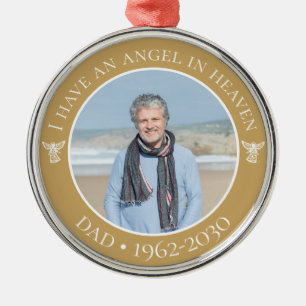 Angel in Heaven Dad Memorial Photo Metal Tree Decoration