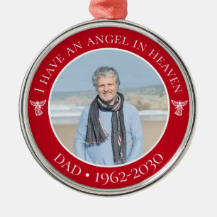 Angel in Heaven Dad Memorial Photo Metal Tree Decoration