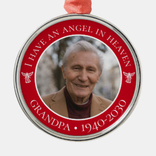 Angel in Heaven Grandpa Memorial Photo Metal Tree Decoration