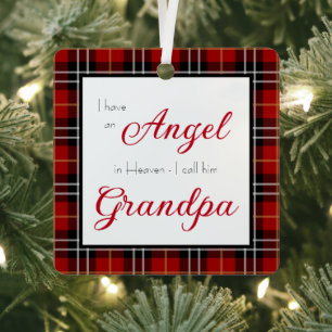 Angel in Heaven Grandpa Memorial Photo Metal Tree Decoration