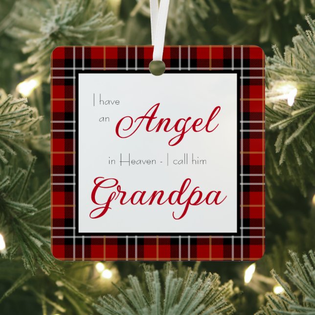 Angel in Heaven Grandpa Memorial Photo Metal Tree Decoration (Insitu)