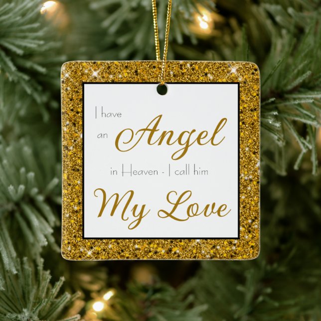Angel in Heaven Husband Memorial Photo Ceramic Ornament (Tree)