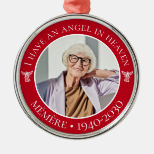 Angel in Heaven Mémère Memorial Photo Metal Tree Decoration