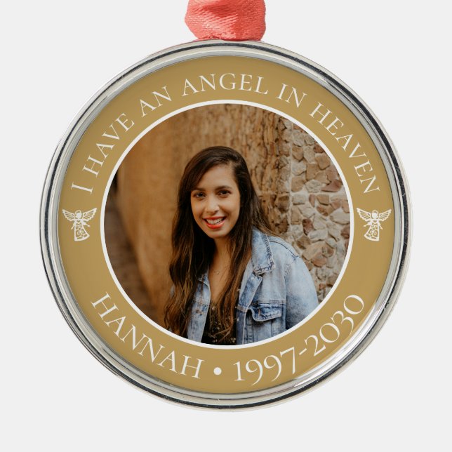 Angel in Heaven Memorial Photo Metal Ornament (Front)