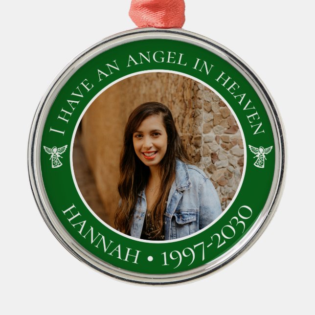 Angel in Heaven Memorial Photo Metal Tree Decoration (Front)
