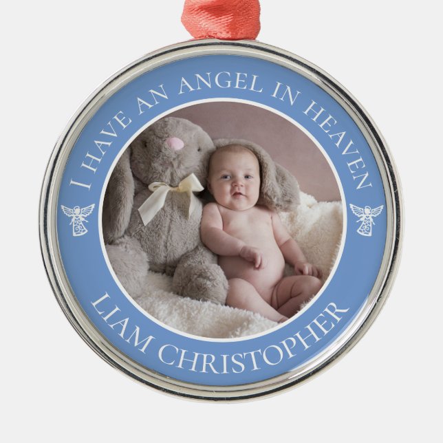 Angel in Heaven Memorial Photo Metal Tree Decoration (Front)