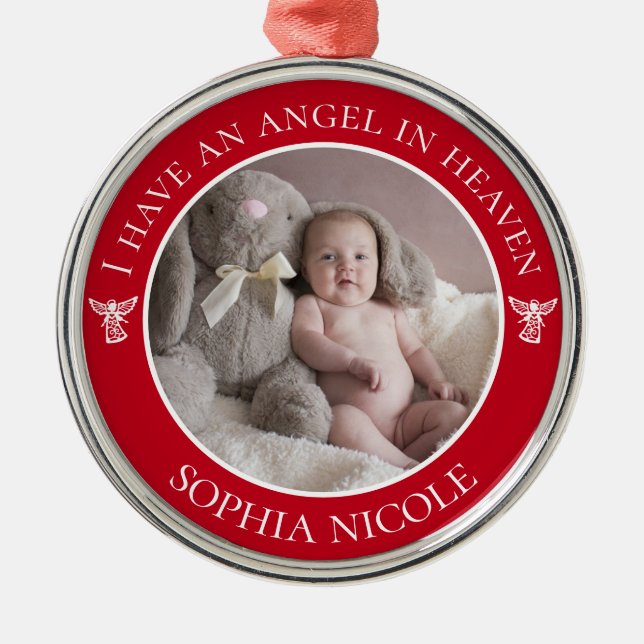 Angel in Heaven Memorial Photo Metal Tree Decoration (Front)