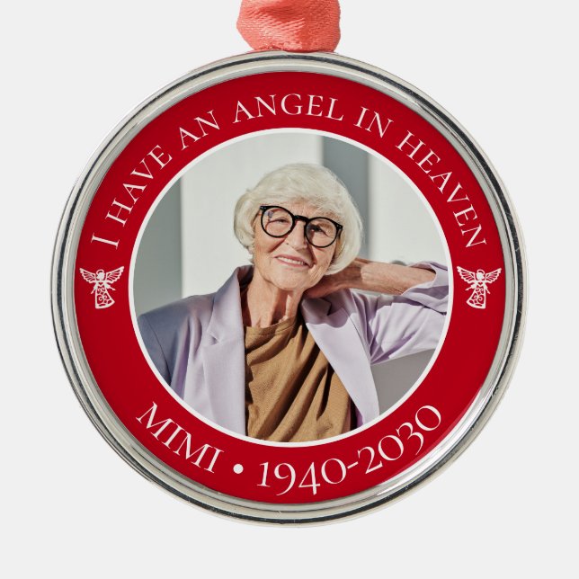 Angel in Heaven Mimi Memorial Photo Metal Tree Decoration (Front)