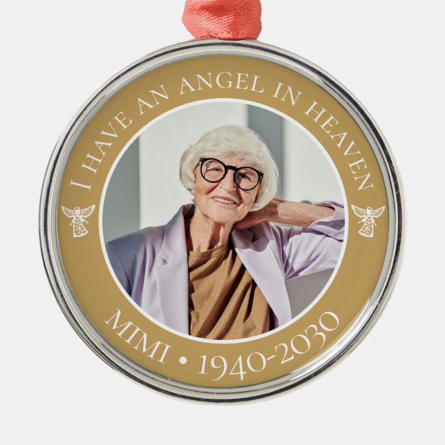 Angel in Heaven Mimi Memorial Photo Metal Tree Decoration (Front)