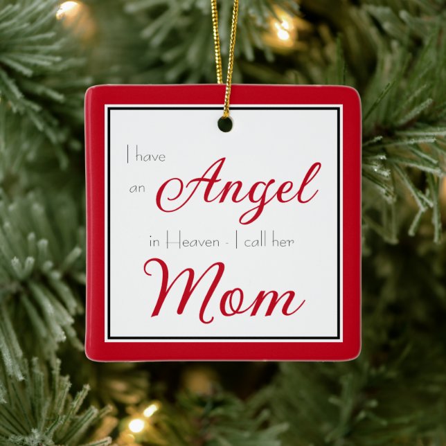 Angel in Heaven Mum Memorial Photo Ceramic Ornament (Tree)