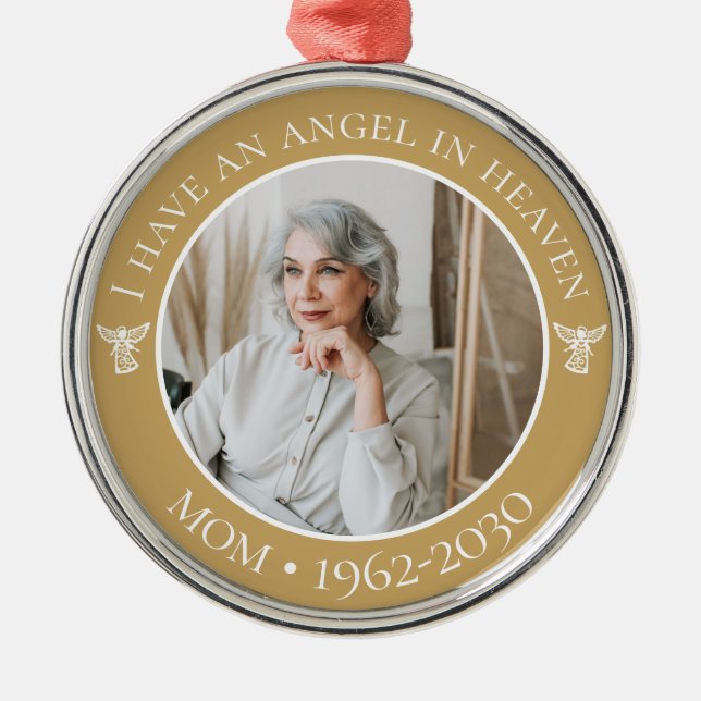 Angel in Heaven Mum Memorial Photo Metal Tree Decoration (Front)