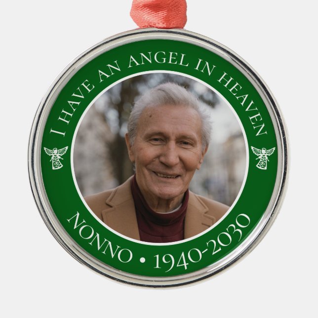 Angel in Heaven Nonno Memorial Photo Metal Tree Decoration (Front)