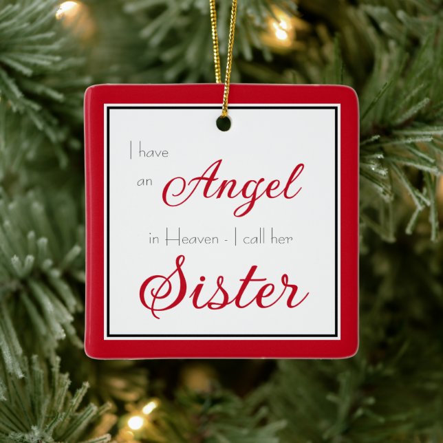 Angel in Heaven Sister Memorial Photo Ceramic Ornament (Tree)