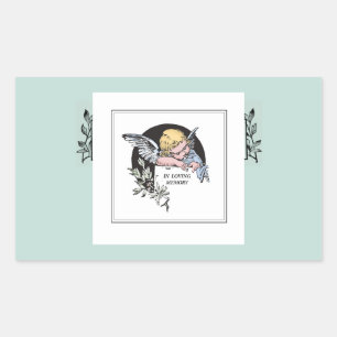 Angel In Loving Memory, Customisable, Vintage Rectangular Sticker