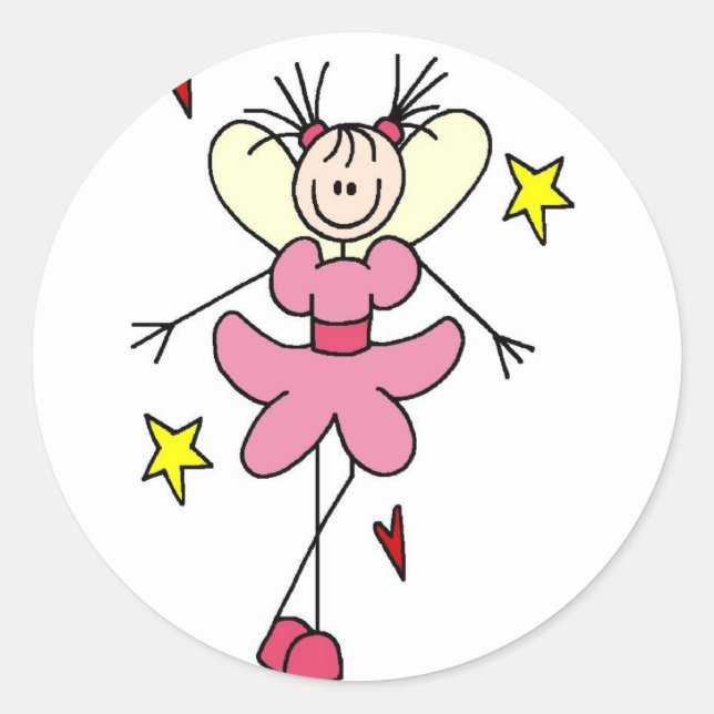 Angel In Pink Stick Figure Sticker (Front)