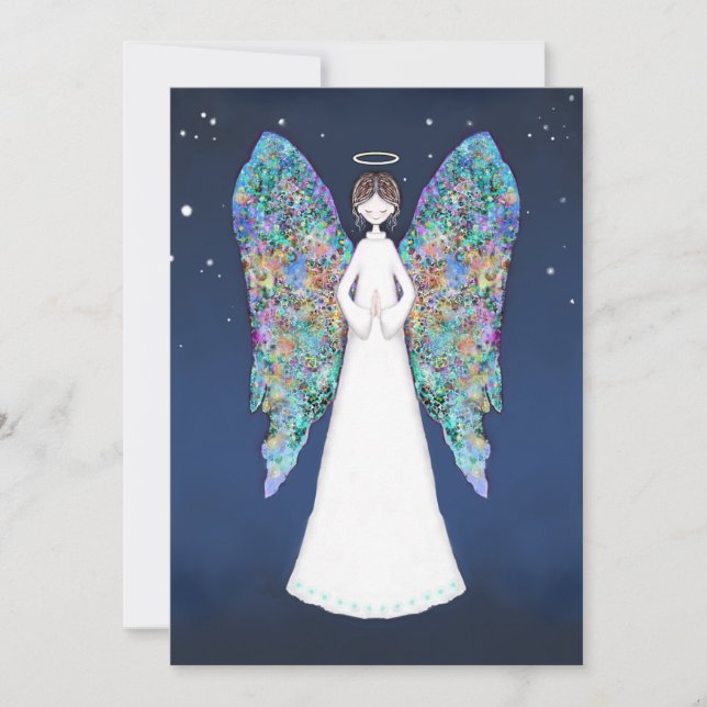 Angel in prayer holiday card (Front)